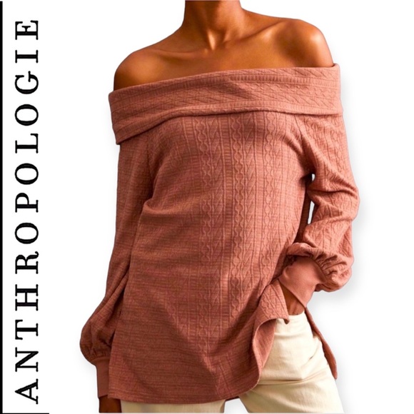 NWT Anthropologie Off The Shoulder Pullover Copper Tunic Top Balloon Sleeve XS - Picture 15 of 15